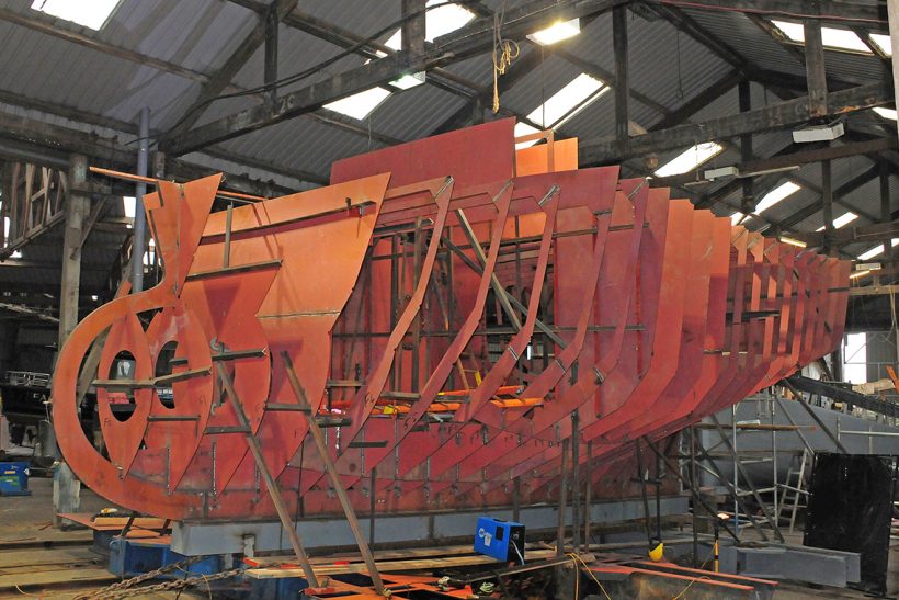 New 11.99m steel scalloper taking shape at Cornish boatyard