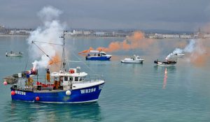 Inshore boats took part in fleet protests at Weymouth…