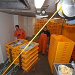 Starting to land, using the fishroom winch to pull stacks of boxes…