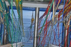 Starting to haul the wings of the Jackson Trawls 1,300m midwater net.