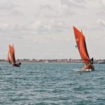 The sailing coble fleet heads out to sea from Bridlington – eight of the 10 cobles taking part in the festival captured in one frame.