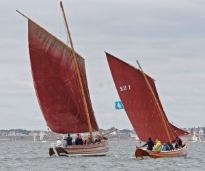 Three Brothers, built by Baker and Percy Siddall at Bridlington in 1912, and Madeleine Isabella, with mast bending, sailing at close quarters on course back to harbour.