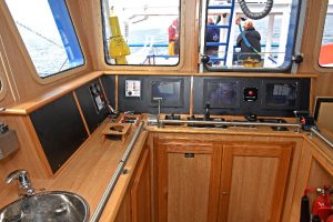 The fishing console is offset to starboard.