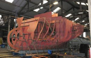 28. The framework of Debbie V under build at Mashfords Boatyard, Cremyll.