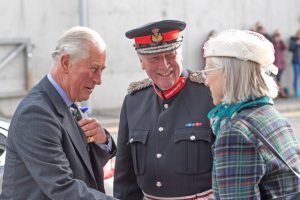The prince is greeted by Lord Aberdeen, James Ingleby and Mrs Ingleby.