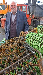 Richard Gidney of Deeside Marine, with the scallop dredges supplied by the Kirkcudbright company.