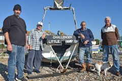 Worthing fishermen – left to right: Lee Amphlett, Norman Bashford, Nick Jenkins, Jim Phillips and Elmit the dog.