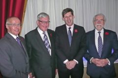 Fergus Ewing (second left) was the guest of honour at the SFF annual dinner. Also speaking were, left to right, president Ian Gatt, Lord Duncan, and chief executive Bertie Armstrong.