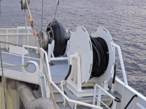 … which is rigged for pumping pelagic fish aft.