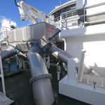 Stainless steel pipes deliver pelagic fish from the C-Flow separator unit directly into the RSW tanks…