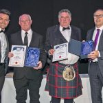 David Fraser and Mike Montgomerie receive their Lifetime Achievement Awards from Mike Park of category sponsor Box Pool Solutions Ltd.