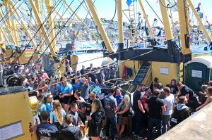 Post-race onboard parties and barbeques are an intrinsic part of trawler race day in Brixham.