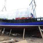 The Superb-Us refit nearly completed – the depth of the hull shows how its seakeeping is superior to many new styles of crabber.