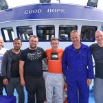 Ready for Good Hope’s maiden trip – left to right: James Simpson, Rene Boy, Ryan Buchan, David McLean, Willie Farquhar and John Watt.
