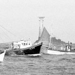 Larry’s shot of hand-line boats, midway through the mackerel boom, when he was aboard the Kim-Bill. Boy Anthony PZ 518 is far left, and the black boat is Boy Gary PZ 576. Larry took this picture at first light, by pushing the speed of the black and white film and spending hours in his darkroom to get the best from a near-impossible task.