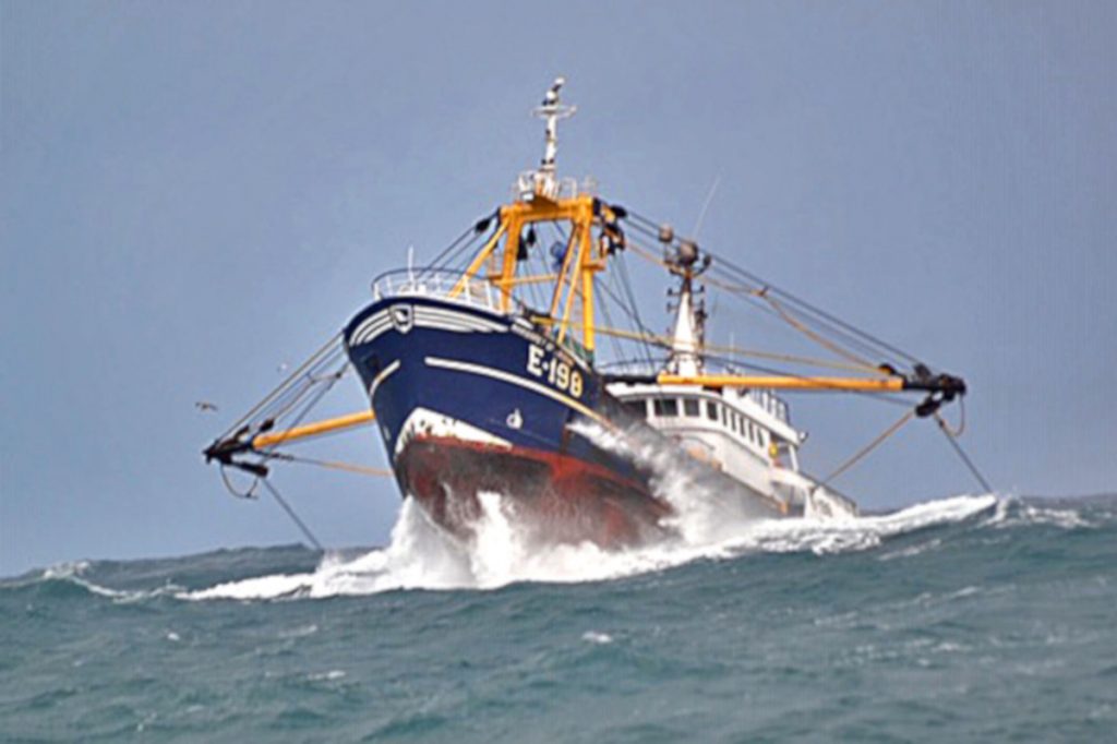 The Brixham beamer Margaret of Ladram towing in heavy weather. (Mike Smith)