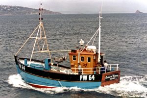… as probably the last wooden potting boat built for the South West on launch in 1986.