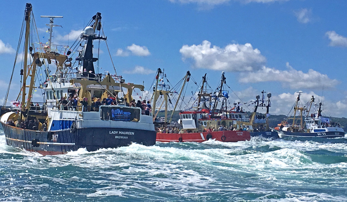 A quartet of beamers turn on the power in the annual Brixham Trawler Race. (Jenny Quinnell-Scott)