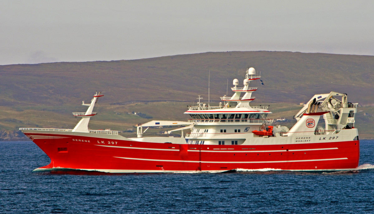 The Shetland midwater trawler Serene leaving Lerwick for herring grounds east of Fair Isle. (Declan Horan)