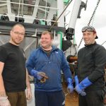 The crew of Southern Spirit, left to right: skipper Carl ‘Friday’ Snell, mate Robert Hamilton and crewman Reegan Green.