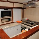 The compact and well-equipped galley.