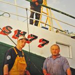 Our Pride SH 77, seen here in 2001 with three generations of Jenkinsons – Will, Bill and Colin – did well at trawling in the late 1980s.