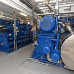 Two Johnson Controls ammonia-based refrigeration plants delivering 1,345kW each are located forward at main deck level.