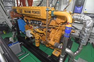 A Caterpillar C12 variable-speed auxiliary engine drives Crystal Sea’s main hydraulic system…