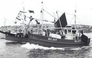 Julante – a remarkable build and a superb sea boat – in the Flushing Trawler Race about 20 years ago. Behind are two other wooden vessels – Internos and behind it, Harvester.