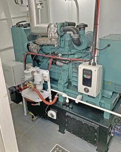 An air-cooled Mitsubishi S4K 70kVA genset is housed in the fo’c’sle.