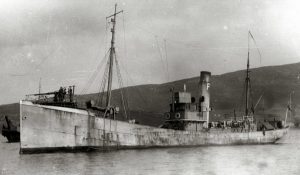 Most of the deep-sea trawler fleet were requisitioned for minesweeping duties during the First World War. The Hull trawler Ferriby, with a gun installed on her whaleback, was one of many.
