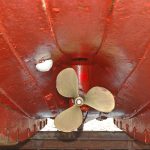 The distinctive convex-shaped propeller tunnel incorporated in the aft section of a coble’s ram plank.