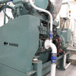 One of the two Mitsubishi 36B3 auxiliary engines, which run 405kVA generators.