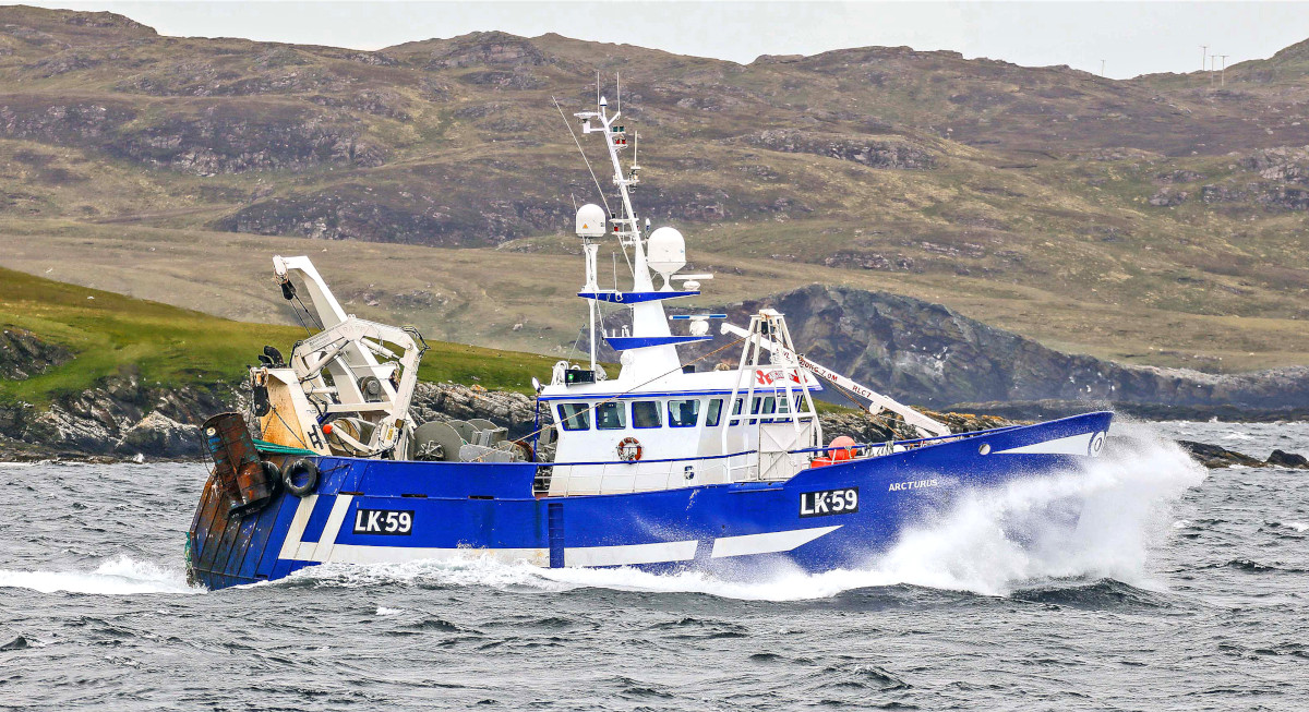 The Whalsay trawler Arcturus heading north towards the fishing grounds after landing at Lerwick. (Ivan Reid)
