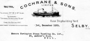 Cochrane’s yard at Selby built many trawlers for the Hull and Grimsby fleets over the years.