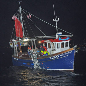 The Annalong-based Priscilla Jean hauling herring drift-nets.