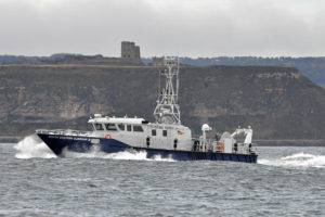NEIFCA’s fisheries patrol vessel North Eastern Guardian III heading south between Cara Lee and Scarborough Castle.