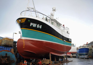 Isabelle, almost ready for launch, has been painted to match the Trevose of Newquay, and has also inherited its registration PW 64.