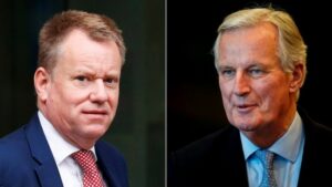 Lead UK negotiator David Frost and his EU counterpart Michel Barnier.