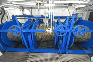 The three-drum trawl winch was manufactured by Macduff Shipyards.