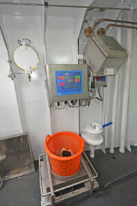 A set of Marel electronic scales and a VCU catch management system are located on the portside of the main deck amidships.