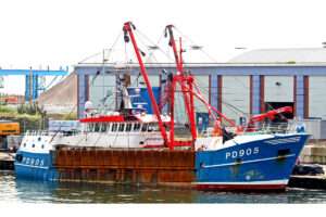Honeybourne III berthed at Shoreham after returning from the Baie de Seine area. (Photo Eddie Mitchell)